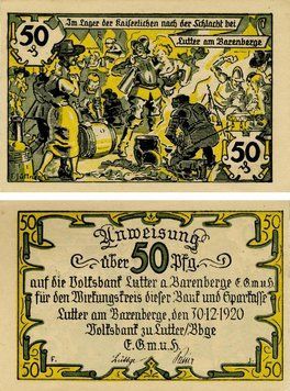 Banknote Germany Notgeld 50 pfennigs 1920 F-VF Lutter am Barenberg