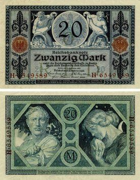 Banknote Germany 20 marks 1918 AU-UNC (P63)