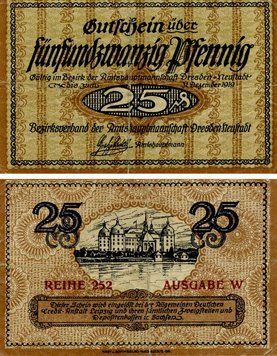 Banknote Germany Notgeld 25 pfennig 1919 F-VF Neustadt