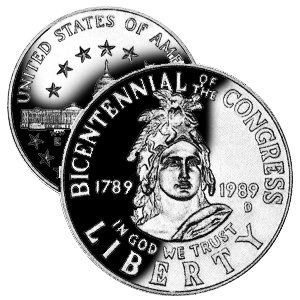 США 50 центів (халф) 1 989 &laquo;200 років Конгресу&raquo; Proof в футлярі (KM#224) М04252 фото