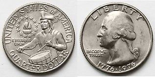 США 25 центів (квотер) 1976 &laquo;200 років незалежності США&raquo; Срібло UNC (KM#204a) М05048 фото