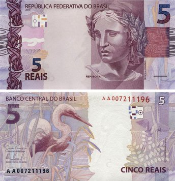 Brazil 5 Real 2010 UNC (P253)