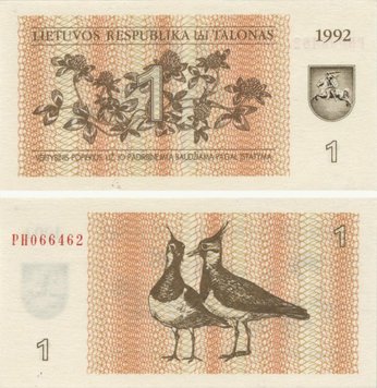 Lithuania 1 coupon 1992 UNC Birds (P39)