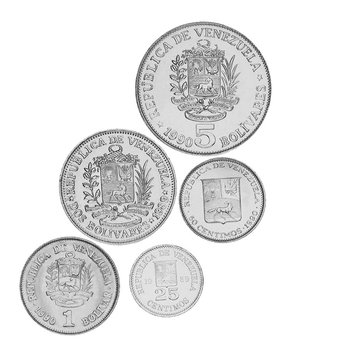 Venezuela set of 5 coins 1989-1990 UNC