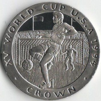 Монета Острів Мен 1 крона 1994 UNC Чемпіонат світу з футболу в США. Різновид 3 (KM#368) М07985 фото