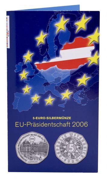 Austria 5 euro 2006 Silver UNC Austrian EU Presidency Souvenir