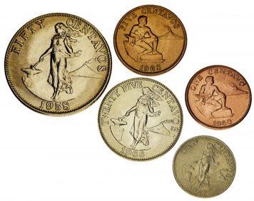 Набор монет Филиппины набор из 5 монет 1958-1966 VF-AU 1, 5, 10, 25, 50 сентаво М14235 фото