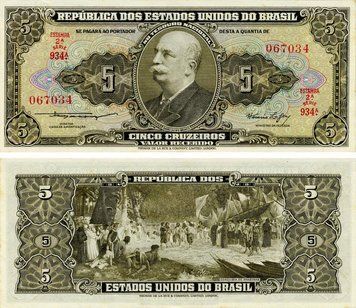 Banknote Brazil 5 Cruzeiro 1953-1959 UNC (P158a)