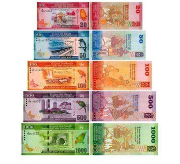 Banknotes set Sri Lanka set of 5 banknotes 2015-2016 UNC 20, 50, 100, 500, 1000 rupees
