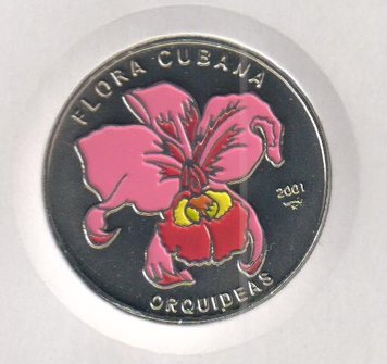 Cuba 1 peso 2001 "Cuban flora - Pink Orchid" UNC (KM # 831)