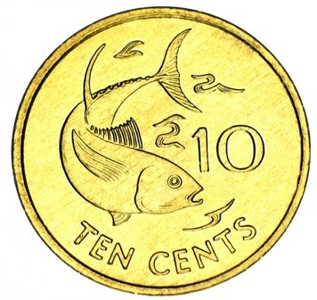 Seychelles 10 cents 1997 AU-UNC Fish