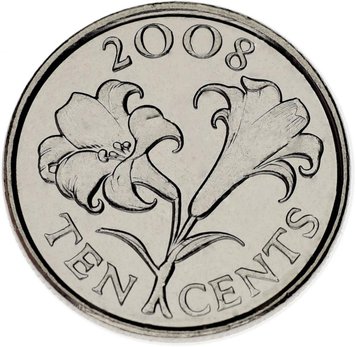 Bermuda 10 cents 2008 UNC Flower