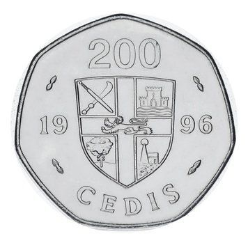 Монета Гана 200 седі 1996 VF-AU М25648 фото