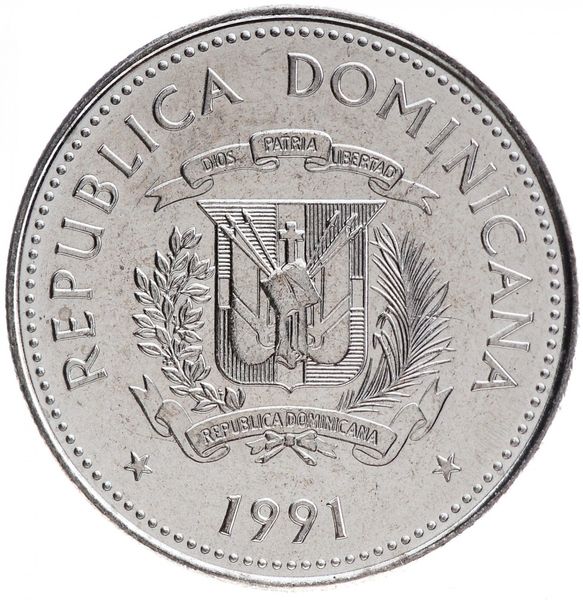 Dominican Republic 25 centavos 1991 AU-UNC (KM # 71.1)