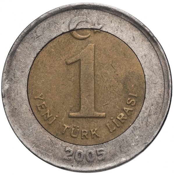 Turkey 1 lira 2005 VF (KM # 1169)