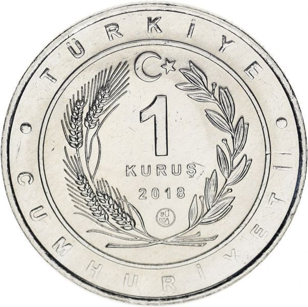 Coin Turkey 1 kurush 2018 UNC "Birds of Turkey - Beardach"