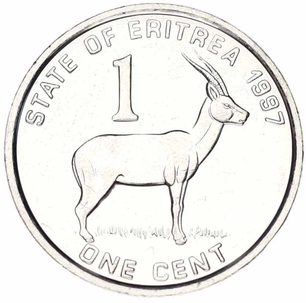 Eritrea 1 cent 1997 AU-UNC Antelope