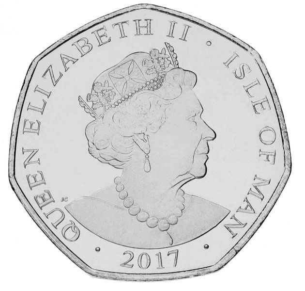 Остров Мэн 50 пенсов 2017 UNC Голова козла М13917 фото