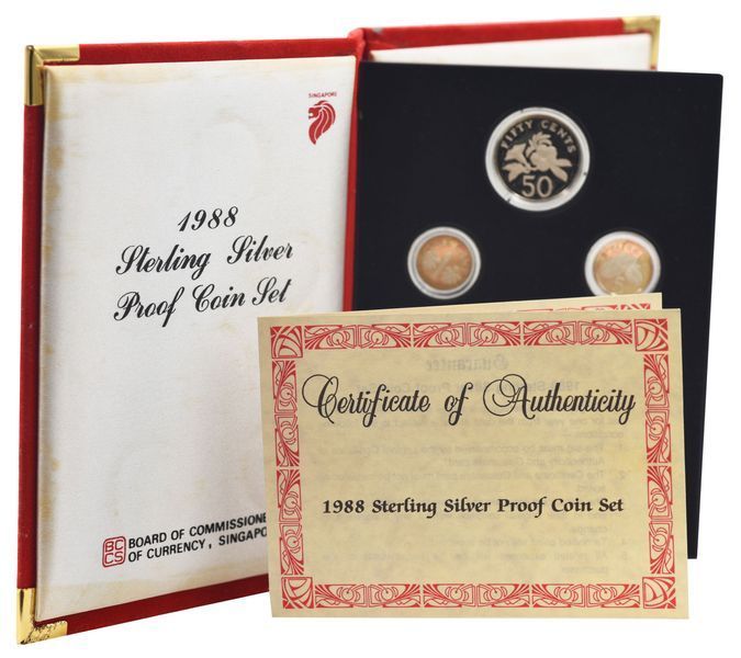 Набір монет Сінгапур набір із 6 монет 1988 Срібло Proof 1, 5, 10, 20, 50 центів, 1 долар М23285 фото