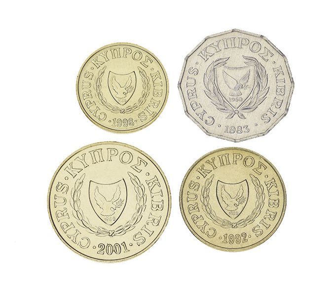 Набір монет Кіпр набір з 4 монет 1983-1996 UNC 0,5, 1, 2, 5 центів М15823 фото