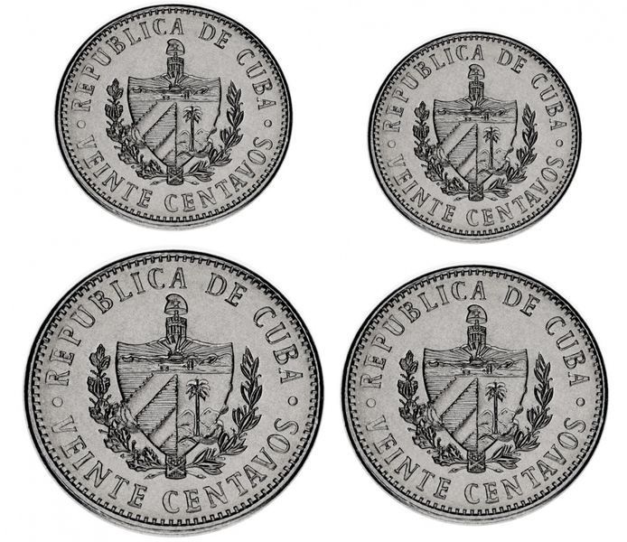 Coins set Cuba set of 4 coins 1972-2009 UNC 1, 2, 5, 20 centavos
