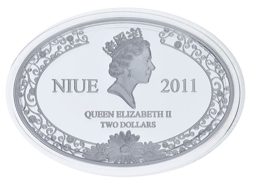 Coin Niue 2 Dollars 2011 Silver Proof Family Love Loyalty Birds - Storks
