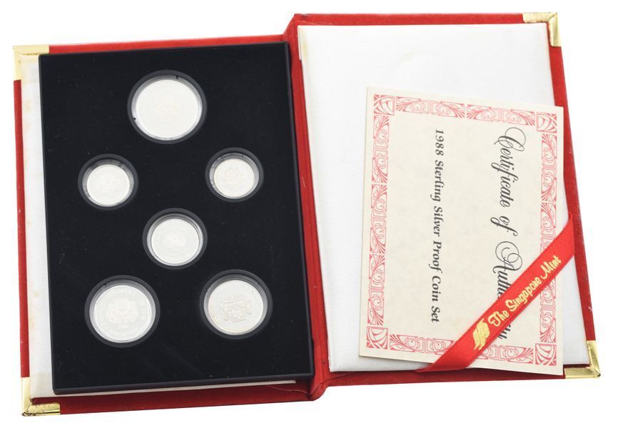 Набір монет Сінгапур набір із 6 монет 1988 Срібло Proof 1, 5, 10, 20, 50 центів, 1 долар М23285 фото