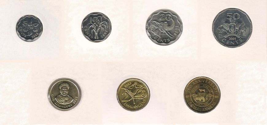 Свазиленд набор из 7 монет 1999-2003 VF М04672 фото