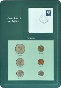 Канада Набор монет 1984-1985 UNC 1, 5, 10, 25, 50 центов, 1 доллар и 1 марка в сувенирной упаковке М10712 фото
