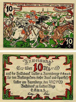 Banknote Germany Notgeld 10 pfennigs 1920 F-VF Lutter am Barenberg