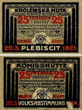 Banknote Germany Notgeld 25 pfennig 1921 F-VF Chorzow