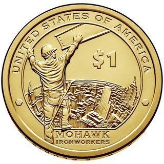 Монета США 1 доллар 2015 D UNC Сакагавея Коренные американцы Рабочие Мохоки (KM#603) М01530 фото