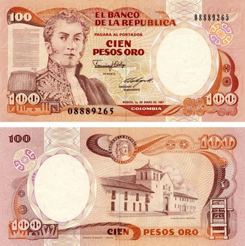 Colombia 100 pesos oro 1987 UNC (P426c)