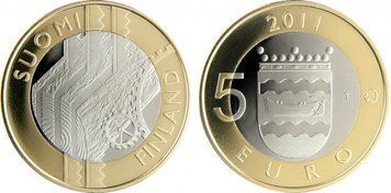 Фінляндія 5 євро 2011 &laquo;Історичні провінції - Уусіма - Шестерінки&raquo; UNC (KM#160) М03003 фото