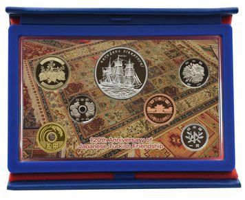 Coins set Japan set of 7 coins 2010 Proof 120 Years of Relations between Japan and Turkey 1 - 500 yen, 50 lira (silver)