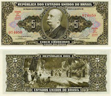 Banknote Бразилія 5 Крузейро 1953-1959 UNC (P158b)