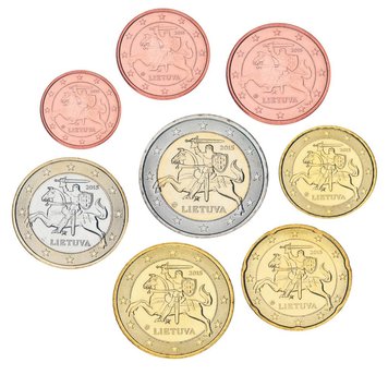 Lithuania set of 8 euro coins 2015 UNC 1, 2, 5, 10, 20, 50 euro cent, 1, 2 euro