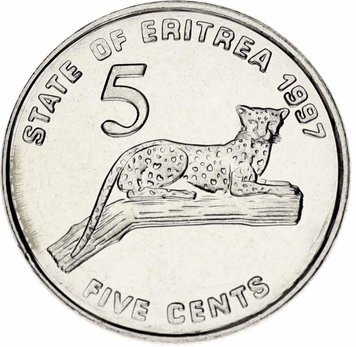 Eritrea 5 cents 1997 AU-UNC Leopard