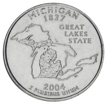 Монета США 25 центів (квотер) 2004 D &laquo;Штати і території - Мічиган&raquo; UNC (KM#355) М01887 фото