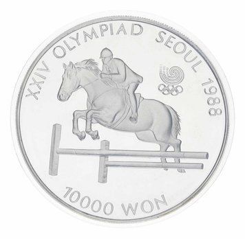 Coin South Korea 10000 won 1988 Silver Proof XXIV Summer Olympic Games in Seoul 1988 - Equestrian competitions