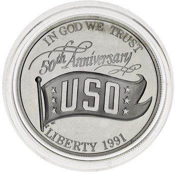 Coin USA 1 dollar 1991 Silver S Proof 50th Anniversary USA Oil Fund Eagle (KM # 232)