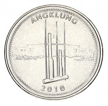 Індонезія 1000 рупій 2010 AU-UNC Музичний інструмент ангклунг (KM#70) М12683 фото