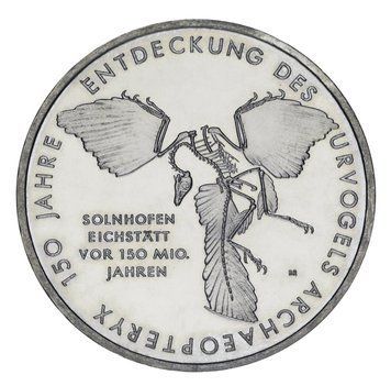 Монета Німеччина 10 євро 2011 UNC 150 років від дня відкриття Археоптерикса М04944 фото