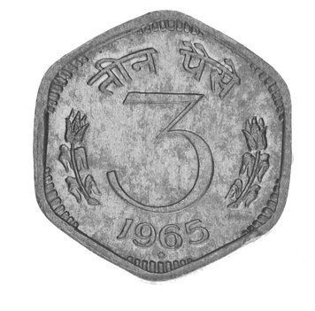 India 3 paisa 1965 F-VF
