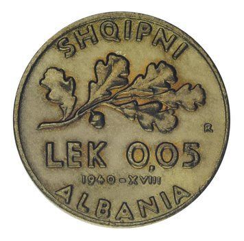 Монета Албанія 0,05 лека 1940 F-VF М24303 фото