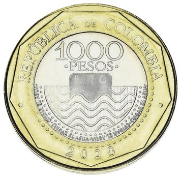 Колумбія 1000 песо 2020 Біметал UNC Черепаха М20024 фото