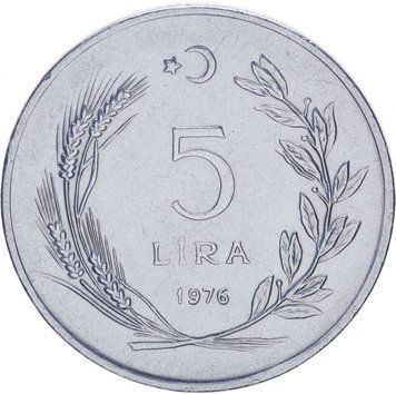 Монета Туреччина 5 лір 1976 UNC М10222 фото