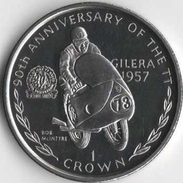 Coin Isle of Man 1 crown 1997 UNC Motorcycle series TT. Motorcycle. Gilera 1957 (KM#786)