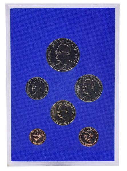 Gambia set of 6 coins 1971 Proof-like 1, 5, 10, 25, 50 butut, 1 dalasi Souvenir