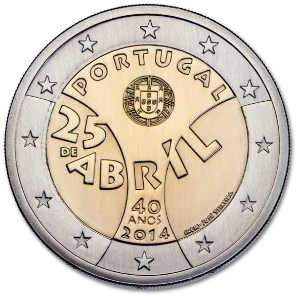 Portugal 2 euro 2014 "40 years of the carnation revolution" UNC (KM # 844)